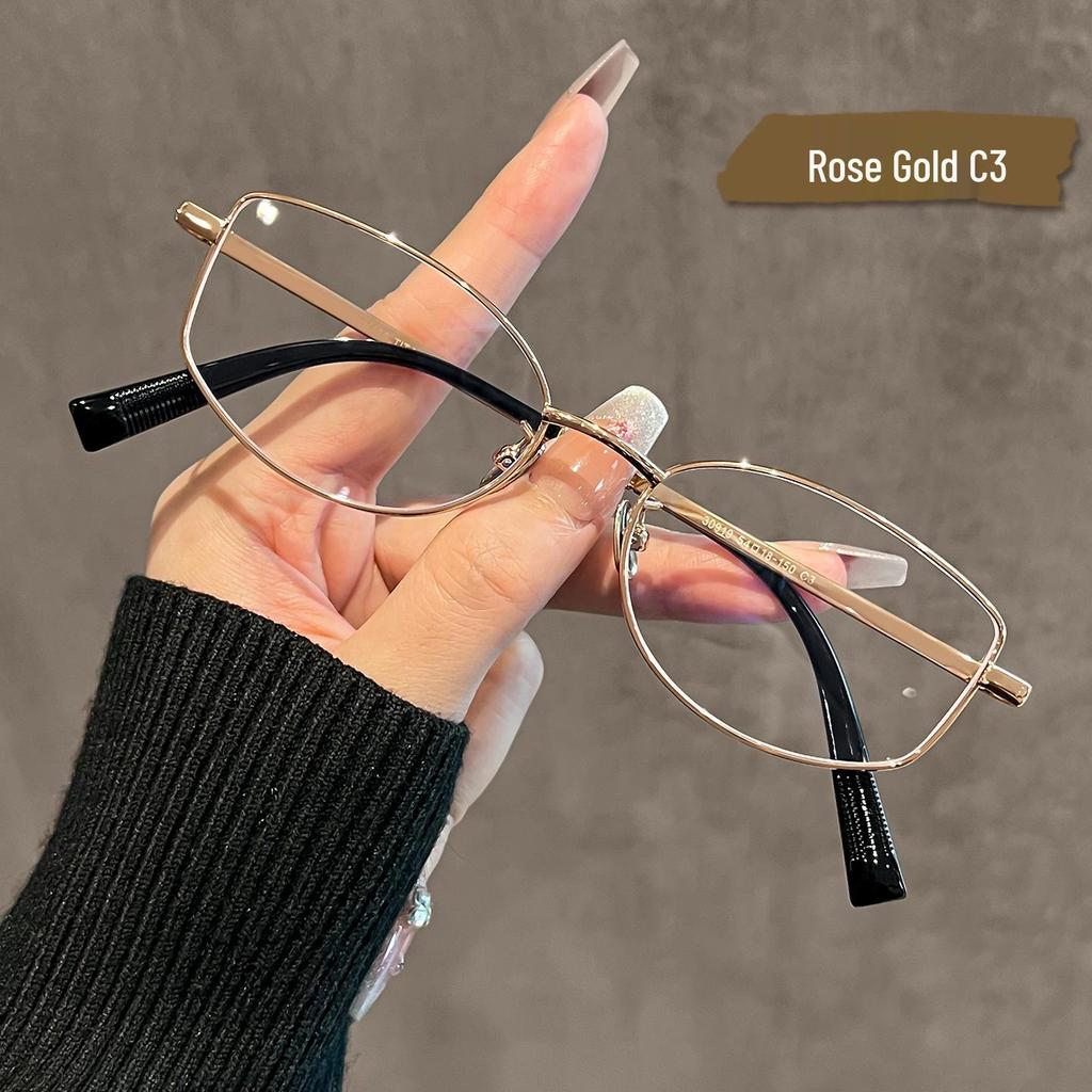 Damen Ultra-Leichte Brille mit Silberrahmen für Kurzsichtigkeit - Reines Titan, Blaulichtfilter, Rundes Gesicht Design