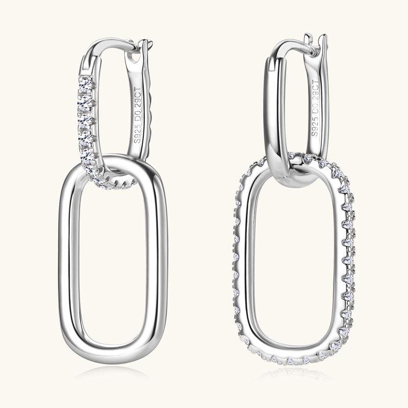 Silvere Glam Japanese And Korean Ins-style Asymmetrical Moissanite Earrings, Feminine And Individual Earrings, S925 Sterling Silver Earrings