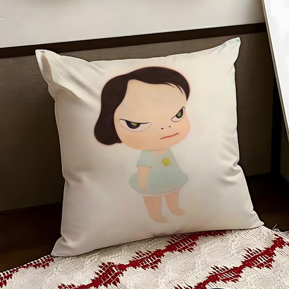 YYoshitomo Nara Art Cushion Cover Reversible Soft Durable Pillow Cover Home  Car MultiScene Use for Daily Comfort