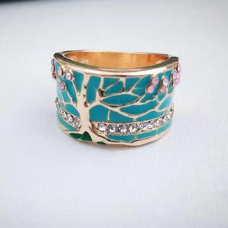 Jianjie Wish Creative Epoxy Resin Tree Flower Vintage Ring: Popular European & American Women's Accessory