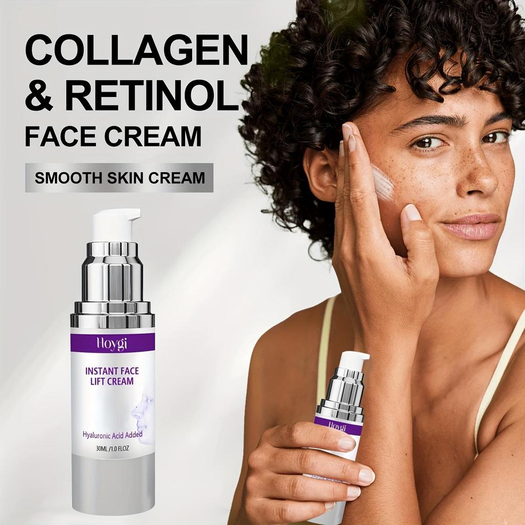 Instant Face Lift & Tightening Cream, Lifts & Firms Light Beige with Retinol, Collagen & Hyaluronic Acid, Moisturizes, Hydrates & Plumps Firming Cream