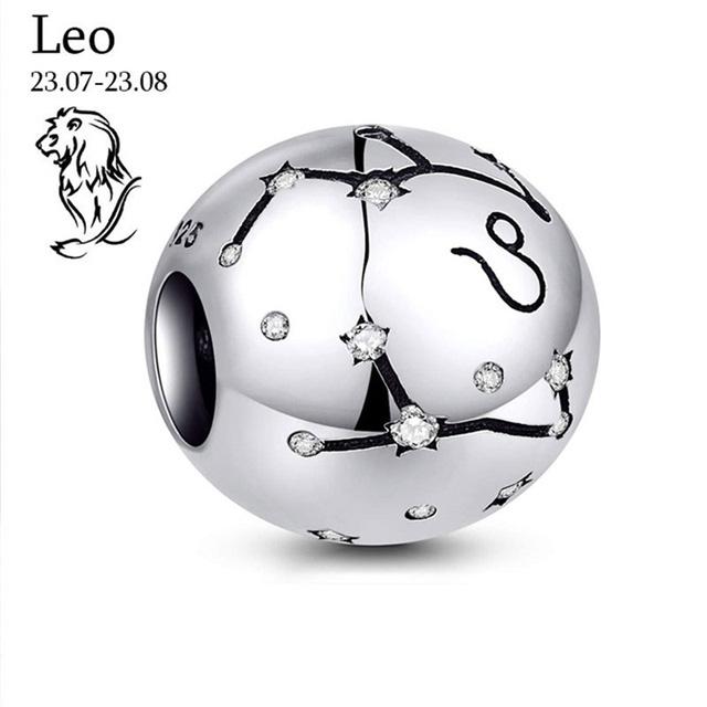 Brand New Copper Metal 12 Constellation Zodiac Round Bead Components Compatible With Authentic Original Pendant Bead Component Bracelet High Quality