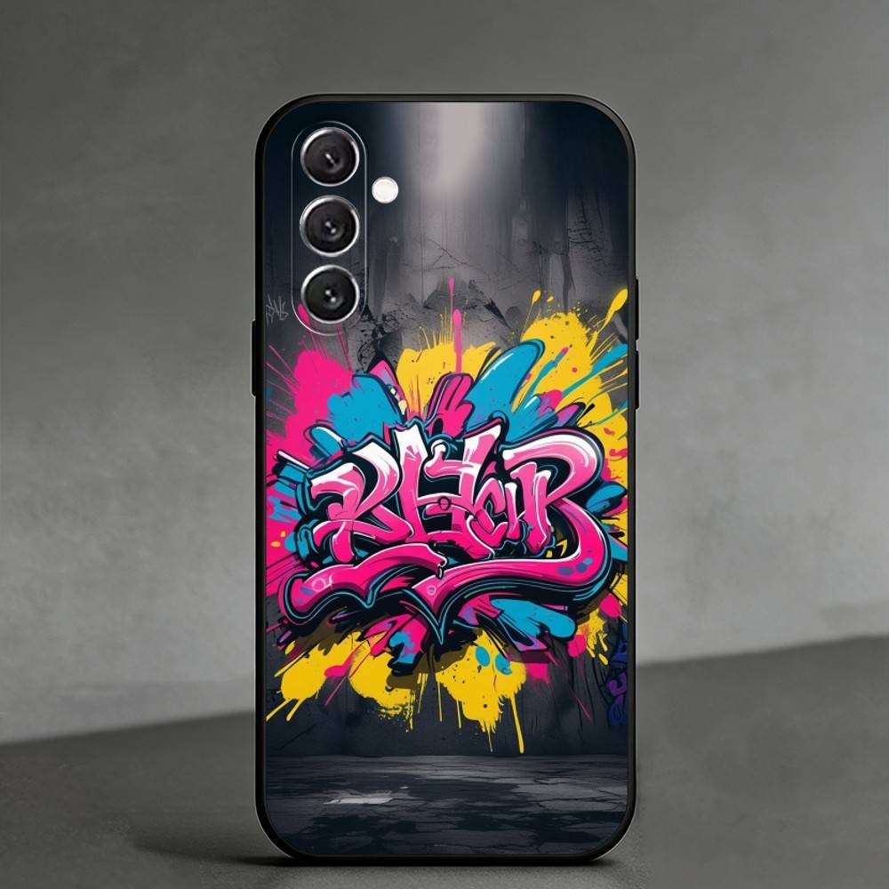 C-Cool Colorful Graffitiy Phone Case For Samsung Galaxy A91,80,73,72 ,71,53,52,32 ,31,22,21s,20,Soft Black Case