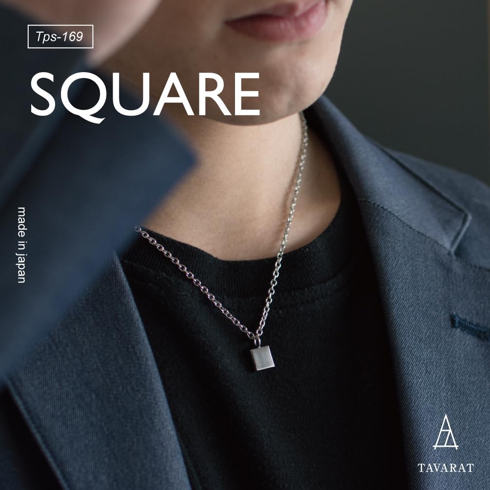 TAVARAT Square Pendant Simple Gift with Packaging Men's Necklace, Accessory, (50cm)