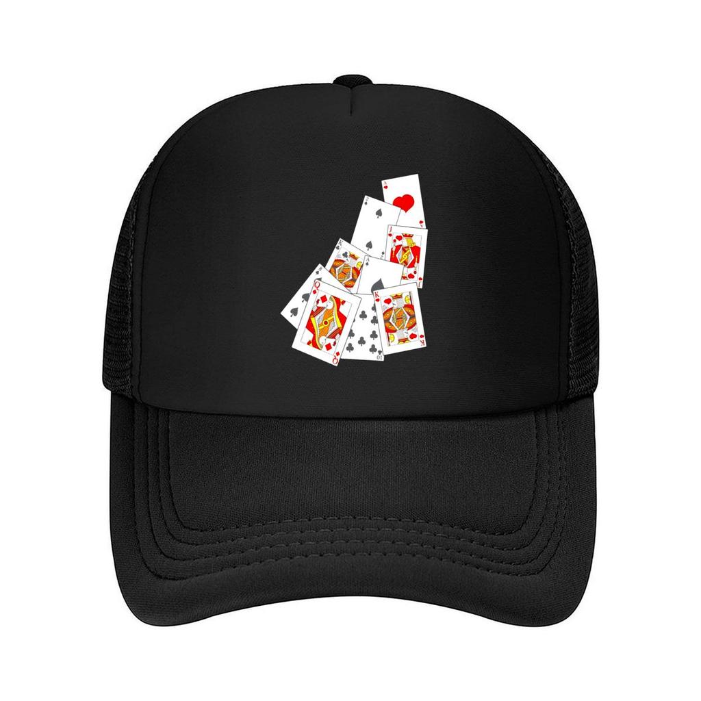 Playing Cards Collage Art Graphic Mesh Baseball Cap Casual Hat Outdoor For Womens Unisex FeUnisex