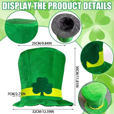 Unisex Stovepipe Hat Irish Shamrock Top Hat Leprechaun Hat Green Irish Hat for Saint. Patrick Day Costume Accessories