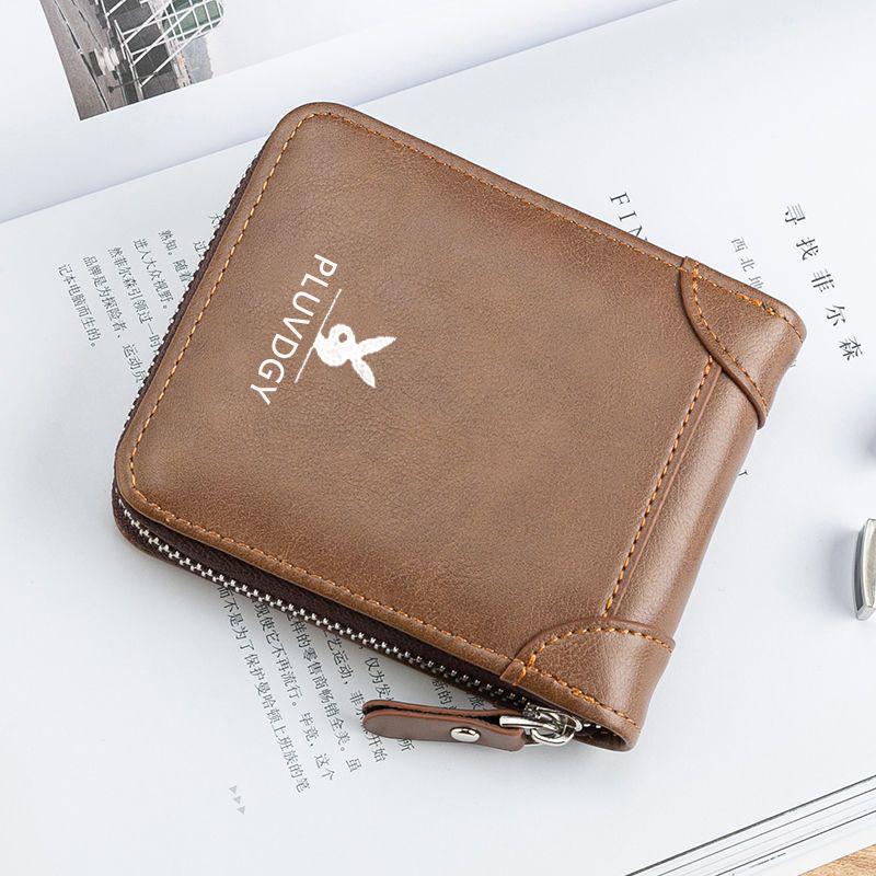 

Мужской кожаный кошелек бифолд в корейском стиле с множеством отделений для карт и молнией