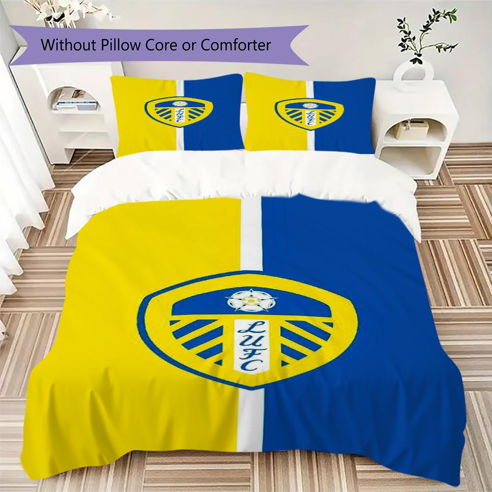 Leeds United Vzorované povlečení Sada přikrývky Potah na přikrývku Povlak na polštář Domácí dekorace Dárek k narozeninám (1 * povlak na peřinu + 2 * povlak na polštář bez jádra)66