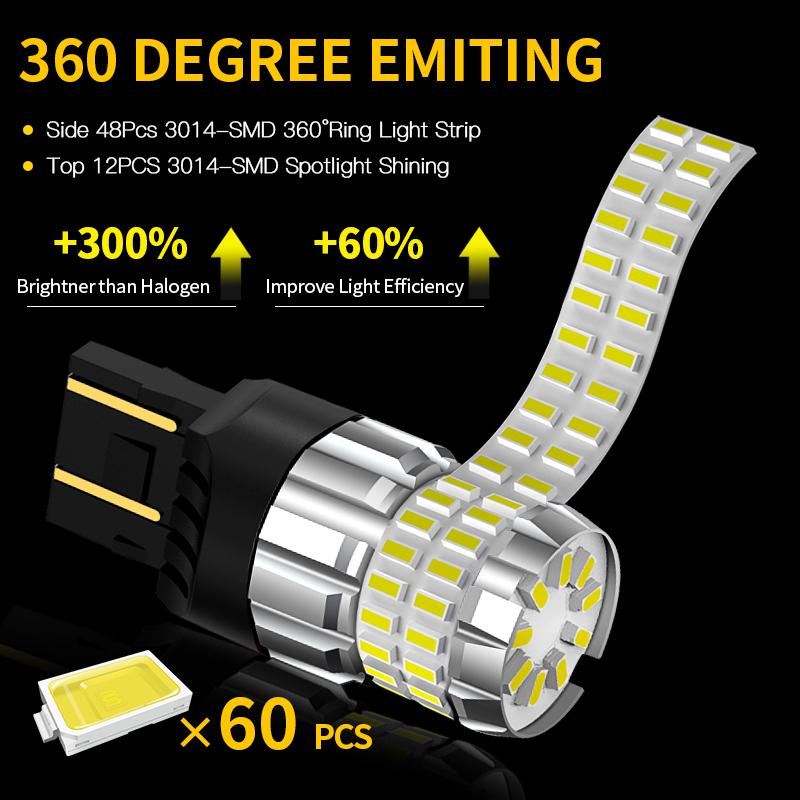2×7443 7440 LED Turn Signal Light T20 W21W Lamp for Mitsubishi Outlander Sport/RVR/i-MiEV, Yellow Indicator Blub Canbus No Error