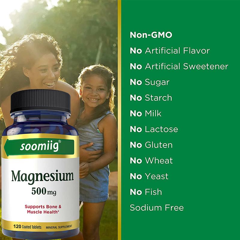 Magnesium 500 mg - Highly effective formula for bone and muscle health. 120 capsules.