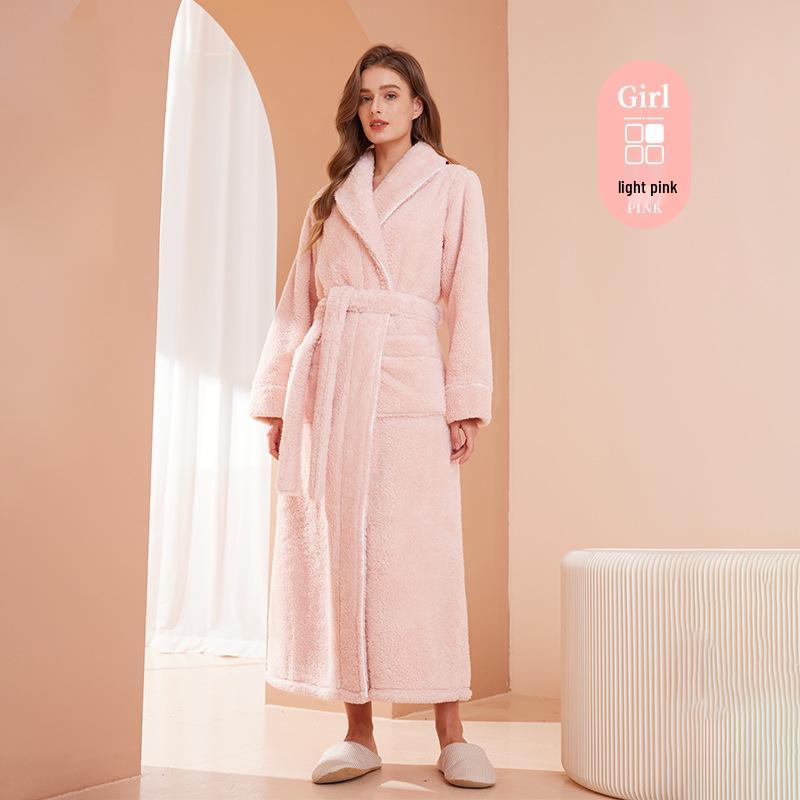 Mens & Womens Luxurious Extra Long Fleece Bathrobe - Thick, Plush, Plus Size Autumn/Winter Pajamas for Couples