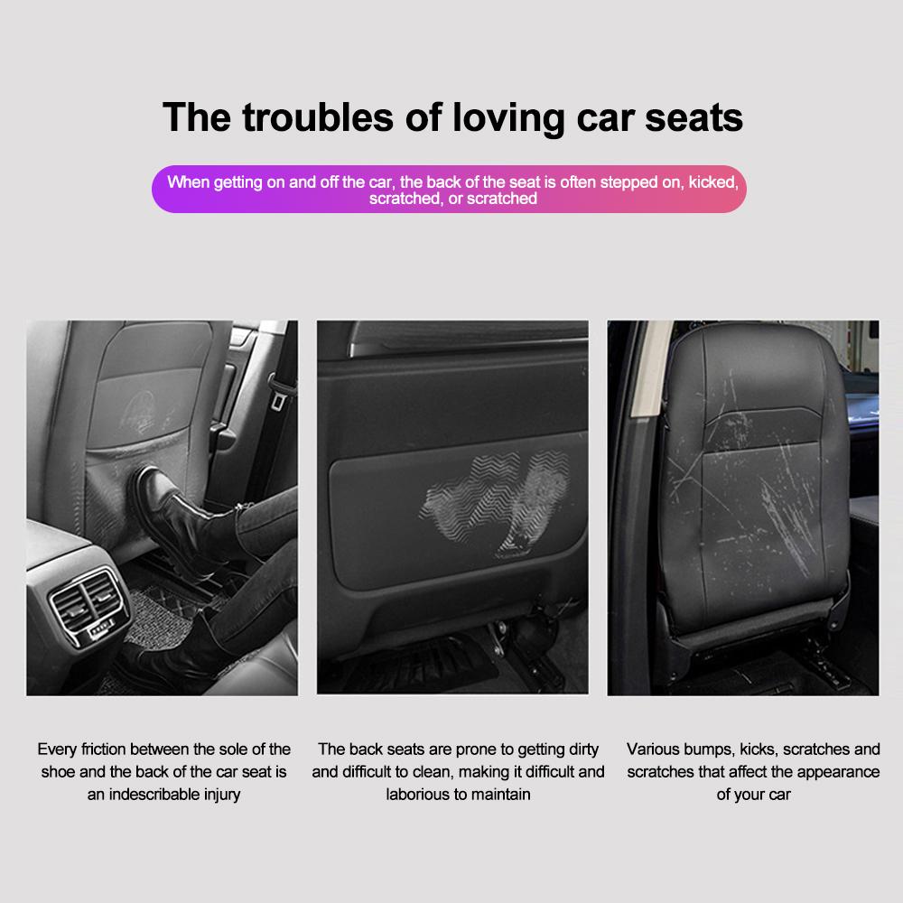 PU Leather Car Seat Back Protector Cover Children Kids Anti-Kick Mat with Storage Bag Auto Back Seats Covers Vehicles Anti Child Kick Anti Dirt Pad
