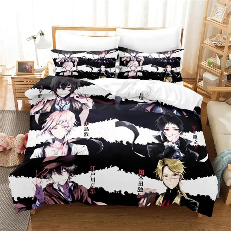 Anime Dazai Bungo Stray Dogs Bedding Set Boys Girls Twin Queen Size Duvet Cover Pillowcase Bed Kids Adult Home Textileextile