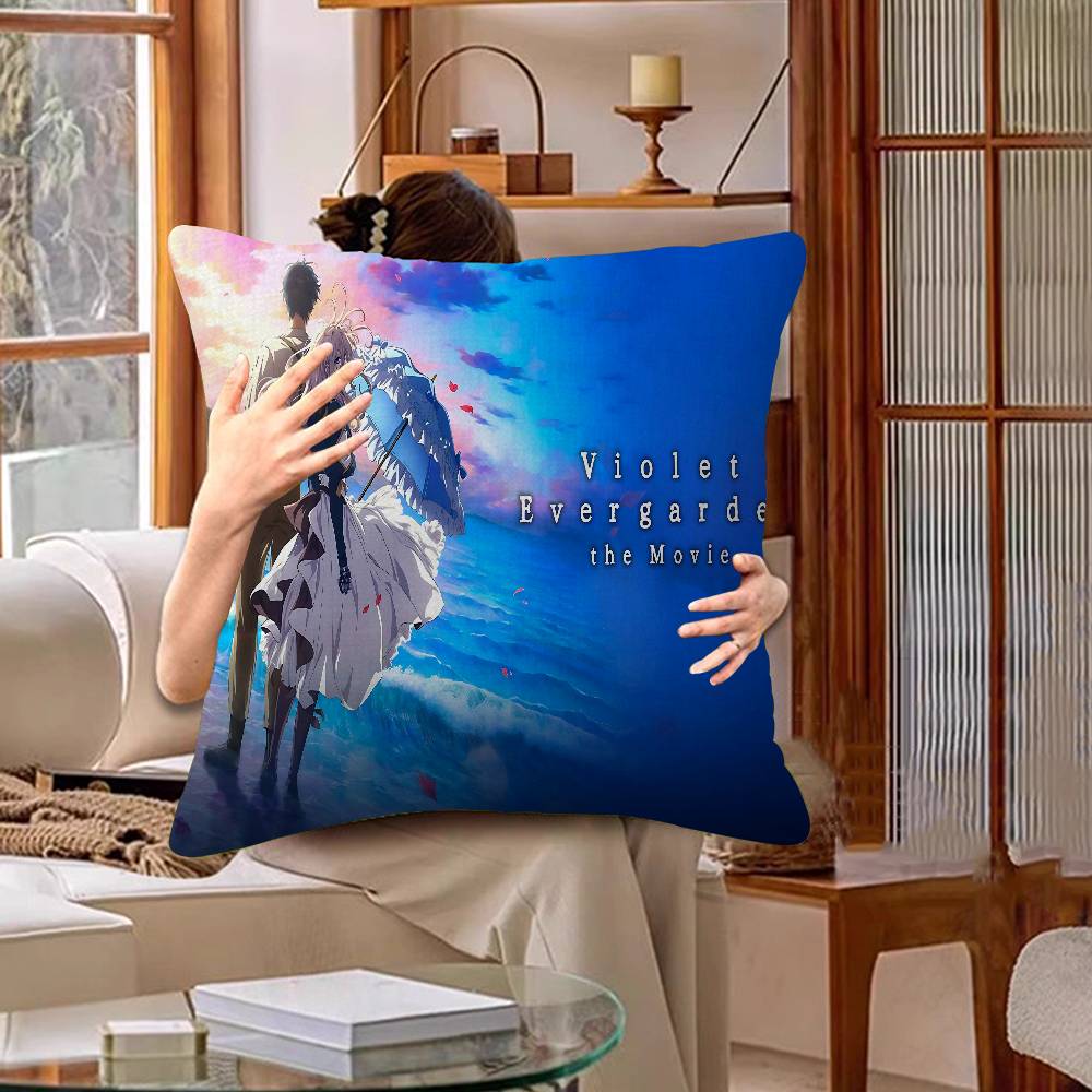 Anime Violet Evergarden Cushion Cover Inches Farmhouse Decor Home Throw Pillow Covers For Couch Decorations