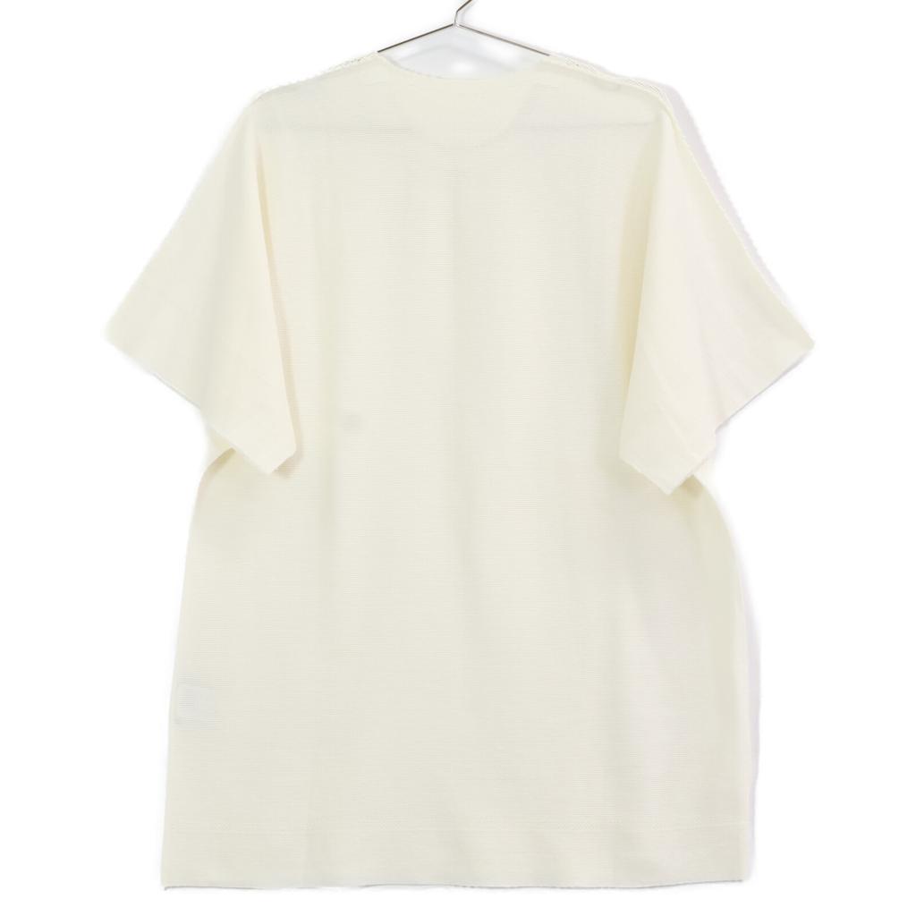 ISSEIMIYAKE A.POC AT11KK414 White Cotton x Nylon Half Sleeve Design Knit Pullover tops 3 whiteUsed