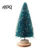 Small Christmas Tree Mini Bottle Brush Tree Artificial Miniature Tiny Sisal with Living Room Decor Wooden Base Winter Snow Frost Tabletop