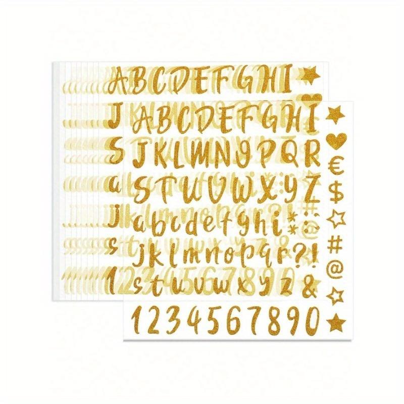 10sheets Gold Color Letter Stickers, 1-Inch Shiny Adhesive Letter & Number Stickers