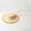 European and American spring and summer new models with straps, hand-woven thickened edged raffia flat top hat, sunshade beach raffia straw hat