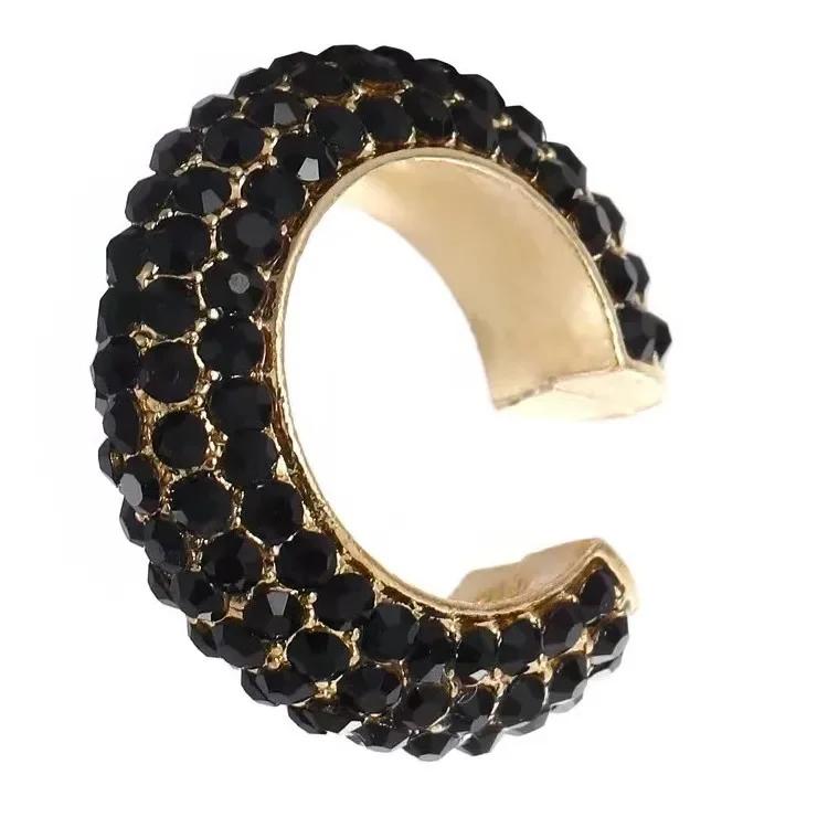 Bohemia C Crystal Earrings Ear Cuff for Women Stackable C Shaped Rhinestone Ear Cuffs Clip On Earring Gold Color