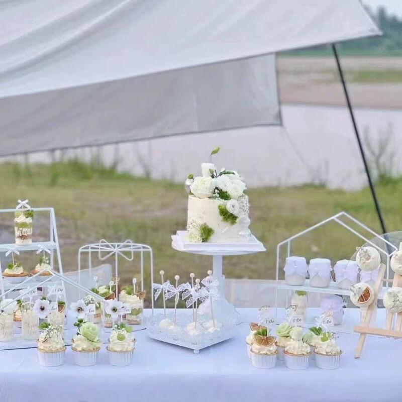 Elegant White Iron Art Dessert & Cake Display Stand Sets
