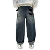 Spring/Autumn Loose-Fit Jeans for Boys, Ages 7-14, Children's Casual Long Pants.