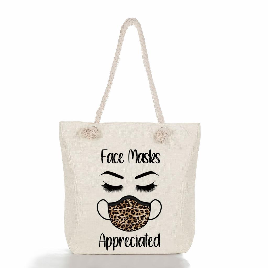 Leopard Print Print Thick Rope Single-shoulder Beach Bag 7276 CLE