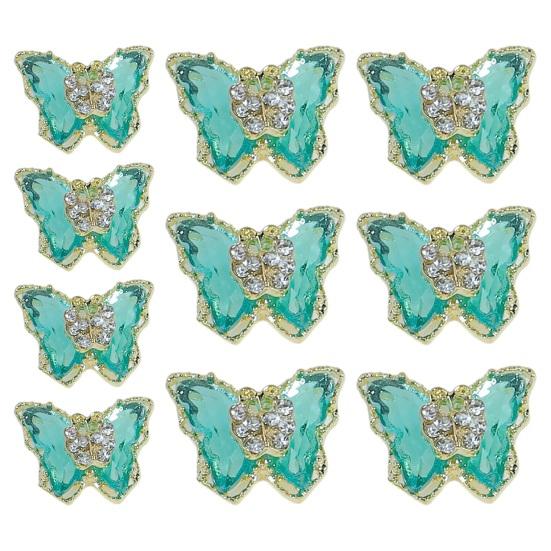 10ks Motýlí šperky na nehty Dvouvrstvé třpytivé drahokamy Poutavé ozdoby na nehty Dámské doplňky