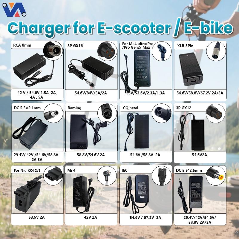 New Image EU Stock 54.6V 2A Charger DC 5.5*2.1 for OUXI V8 Spare Part Electric Fatbike Charger Replacement ABS Material Charger