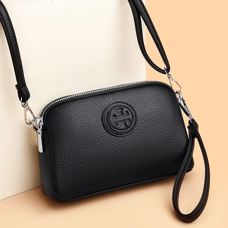 Soft leather mini bag, mother bag, women's mobile phone bag, multi-layer wrist bag, shoulder messenger bag.