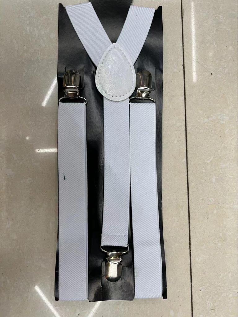 Unisex Black Adjustable Three-Clip High-Elastic Suspenders for Dress Pants