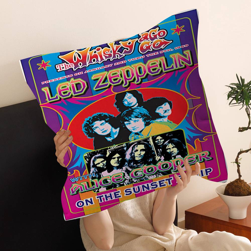 Band L-Led Z-Zeppelin Kissenbezüge Cartoon Sofa Dekoratives Zuhause Zweiseitiger Druck Kurzer Plüsch Niedlicher Kissenbezug