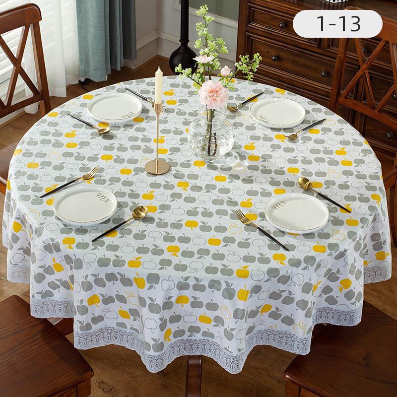 Hot Sale Printed Round Table Cloth PVC Waterproof Oil-proof Tablecloth Home Dining Lace Table Cover for Wedding Party Decor
