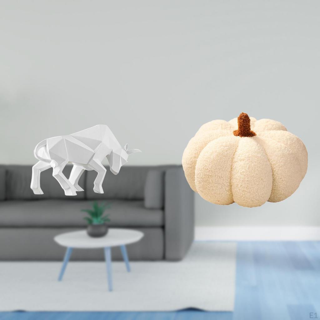 Modern Resin Bull Pumpkin Sculpture Abstract Collectible Ornament for Entryway Tabletop Desk Shelf