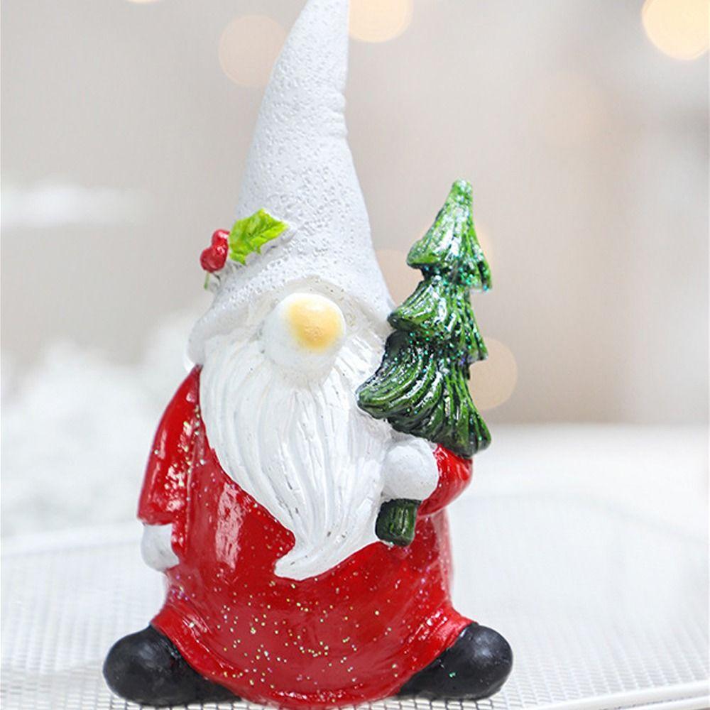 Standing Christmas Gnome Ornament Resin Santa Claus Statue Xmas Gnome Elf Figurine  Children Gifts