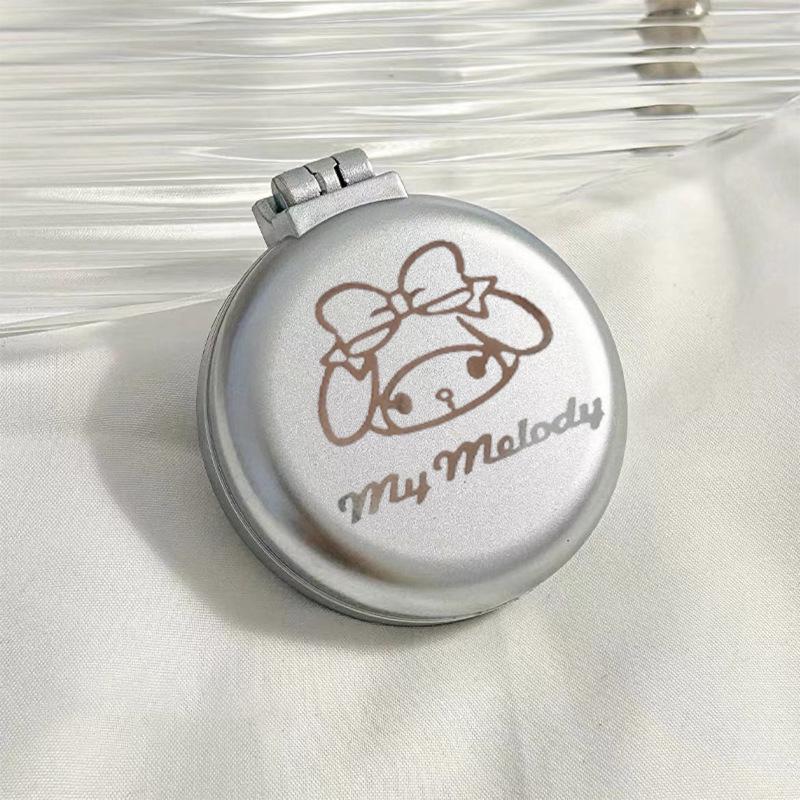 Silver Sanrio Foldable Air Cushion Comb with Mirror for Female Students - Portable Mini Comb