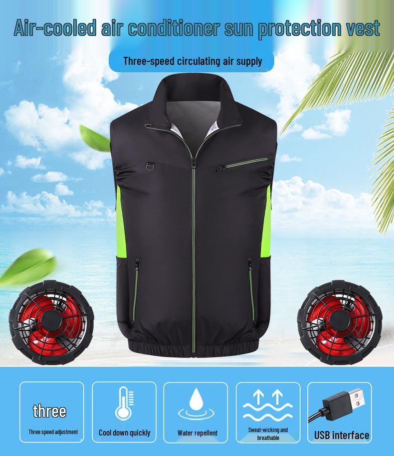 New Sleeveless Air-Conditioned Cooling Clothes with Fan for Summer Outdoor Heatstroke Prevention
