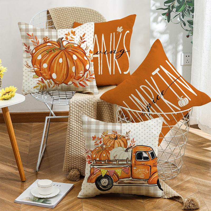 Herbst Bedruckt Ins Style Nachttischkissen Kissen B&B Wohnzimmer Sofa Buchstaben Kürbis Auto Kissenbezug