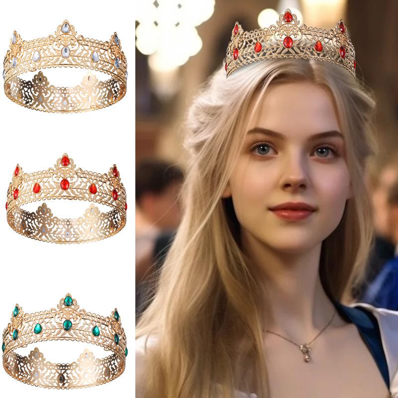 Men's Golden King Crown Tiara Adult Birthday Crown Halloween Stage Opera Performance Unisex