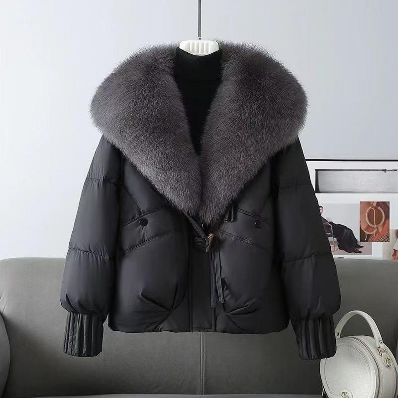 

Зимняя хлопковая куртка с меховым воротником, Пуховая хлопковая куртка, Женская короткая утолщенная куртка, Теплая куртка XS чёрный