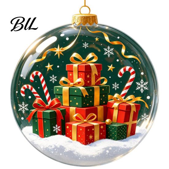 Christmas Party Hanging Trinkets 3D Faux Crystal Ball Ornaments with Warm LED Clear Acrylic Baubles Lights Lights, Luminous Tree Pendant for