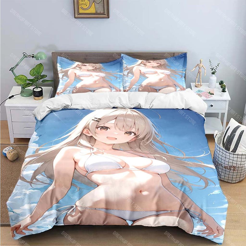 Fashion Sexy Anime Girl Print Bedding Sets Bed Supplies Set Duvet Cover Bed Comforter Set Bedding Set Aldult Gift