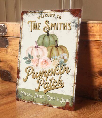 

Personalised Autumn Pumpkin Sign Metal Plaque Shabby Vintage Retro aluminum 20x30cm