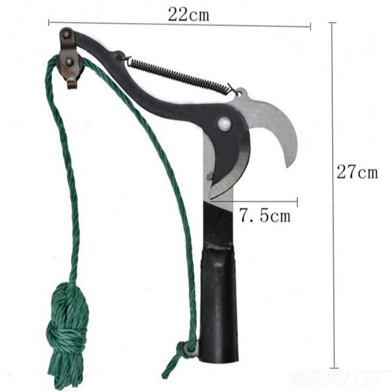 Telescopic High-Altitude Bent Head Pruning Shears with Sturdy Steel, Long-Reach Handle, and Labor-Saving Pulley Design for Gardening.
