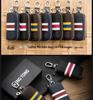 Men's Waist-Hanging Car Key Pouch with Stripe Zipper and Buckle