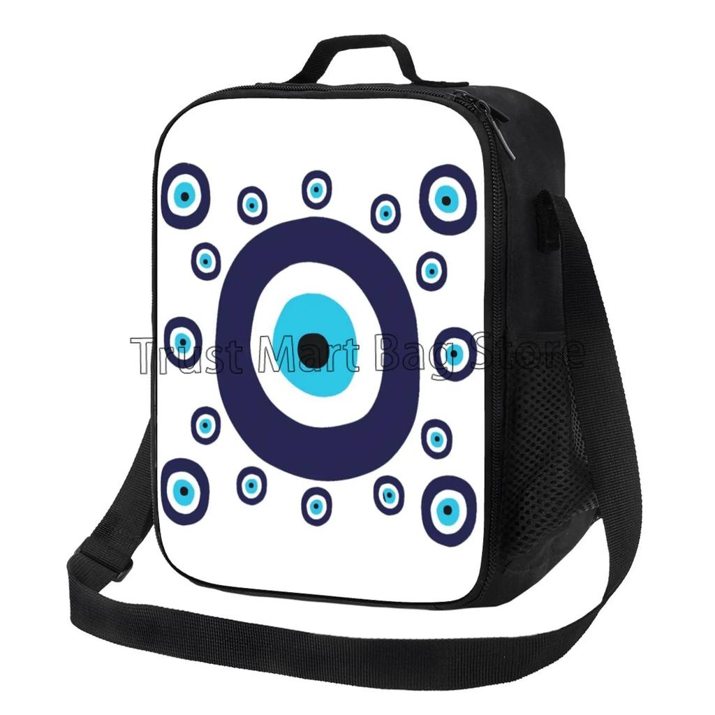 Eye Bead Insulated Lunch Bag Reusable Portable Thermal Bento Tote with Adjustable Strap for Work Picnic Travel