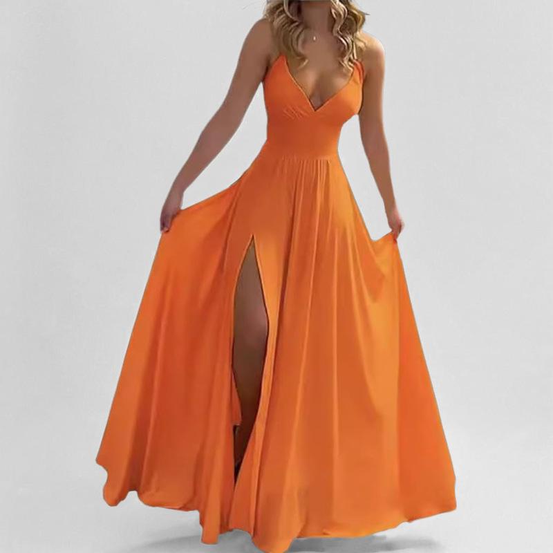 2026 Spring European American Women's Sexy Spaghetti Strap Ruffle Hem Dress