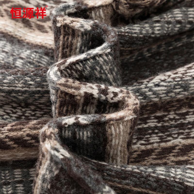 Hengyuanxiang Men's 100% Wool Thick Round Neck Sweater