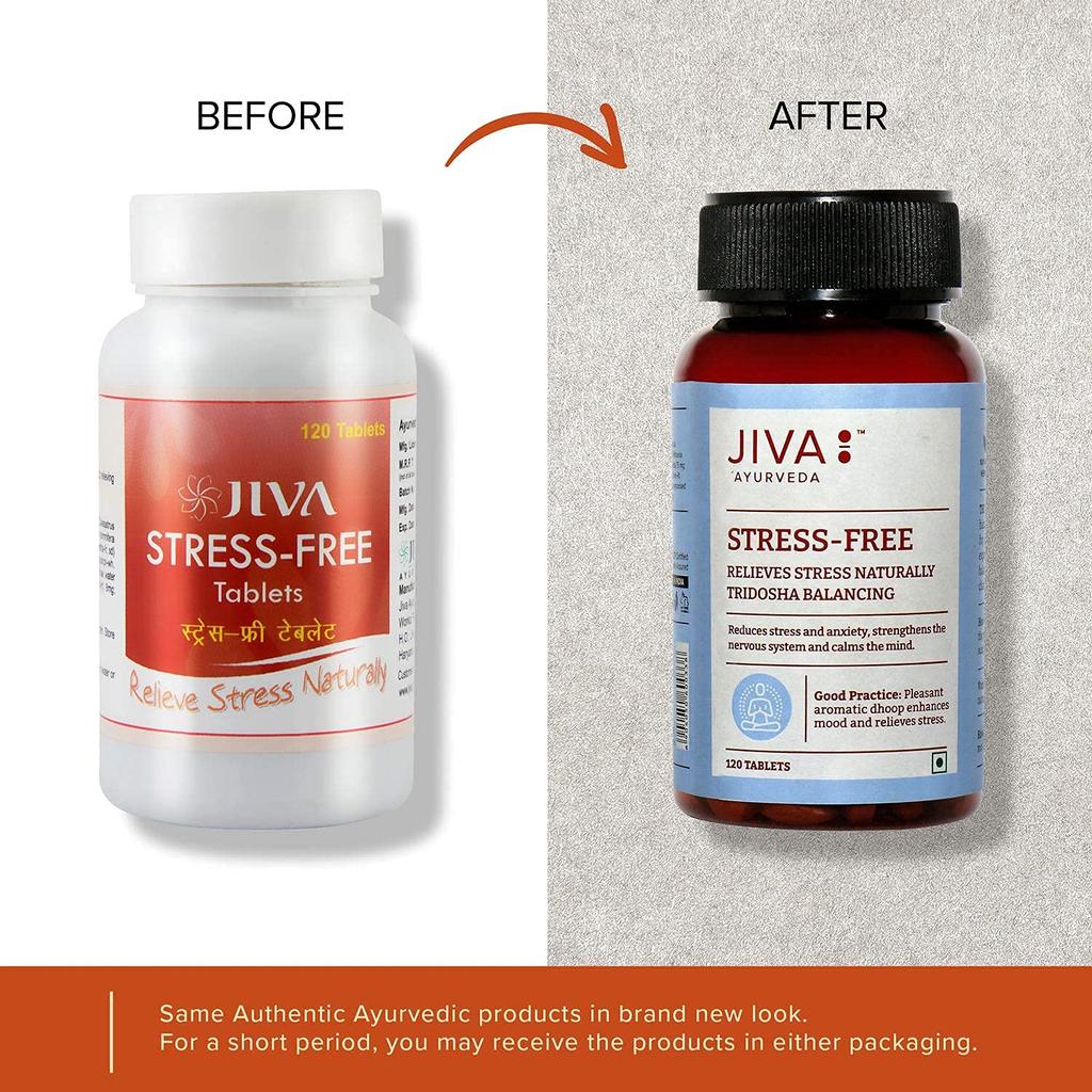 Jiva Stress-Free Tablets For Daily Calm Support And Relaxation Boost With Ayurvedic Herbal Blend 120 Tablets Pack Of 1