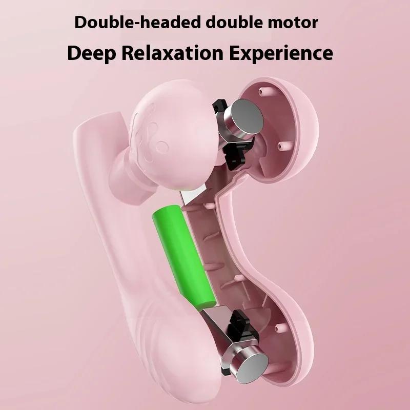 Mini portable dual head fascia gun for exercise, relaxation, and relief of body fatigue, multifunctional rechargeable massager