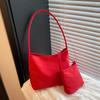 Handtasche Nylon Tragetasche Einfarbige Stoff Umhängetasche Mode Stickerei Buchstabe Unterarmtasche Mädchen